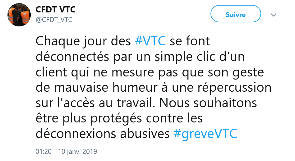 tweet CFDT VTC
